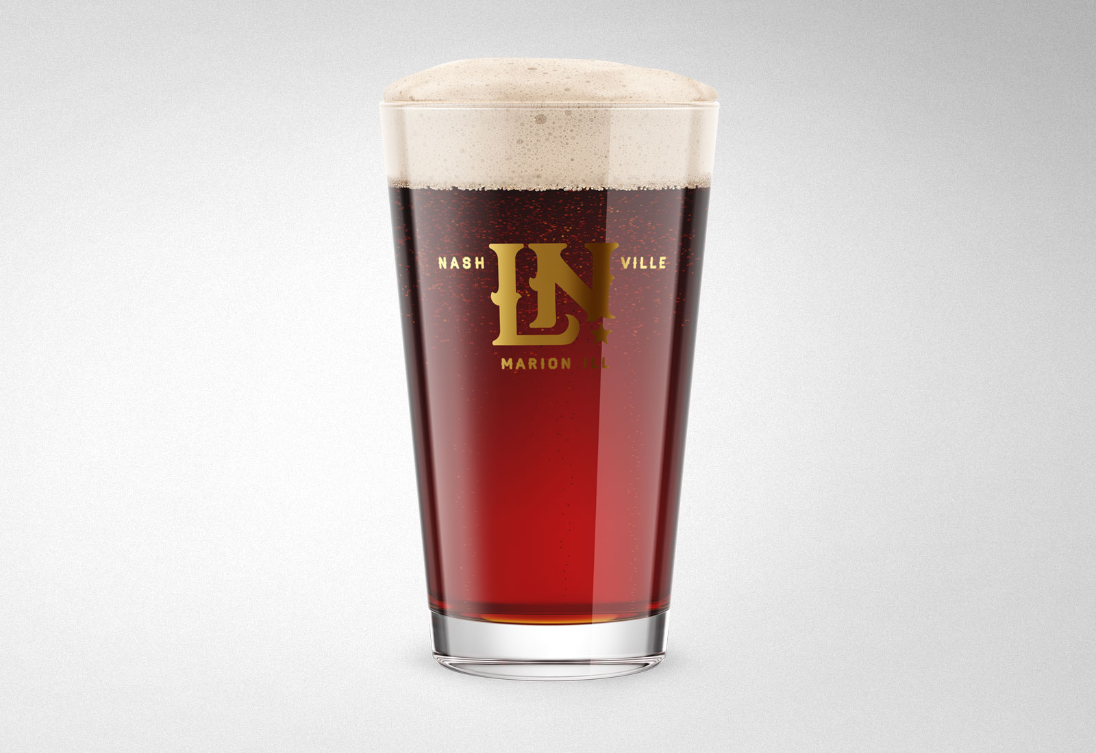 Little Nasvhille Custom Logo on Beer Pint Glass Gold Foil